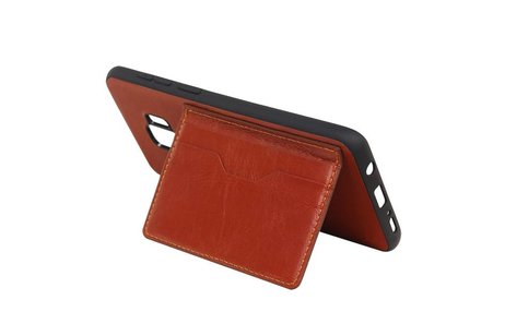 BAOHU Staand Back Cover met 1 Pasjeshouder Hoesje Geschikt voor Samsung Galaxy S9 Plus Bruin