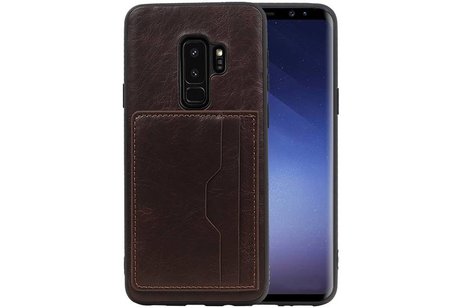 BAOHU Staand Back Cover met 1 Pasjeshouder Hoesje Geschikt voor Samsung Galaxy S9 Plus Mocca
