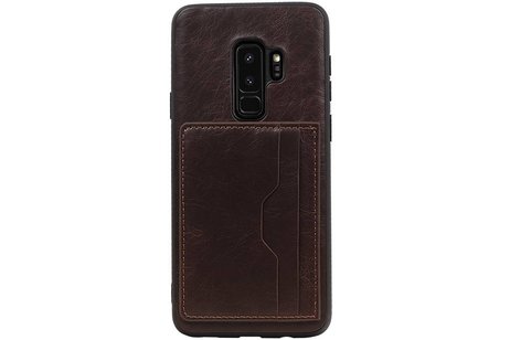 BAOHU Staand Back Cover met 1 Pasjeshouder Hoesje Geschikt voor Samsung Galaxy S9 Plus Mocca
