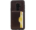 BAOHU Staand Back Cover met 1 Pasjeshouder Hoesje Geschikt voor Samsung Galaxy S9 Plus Mocca