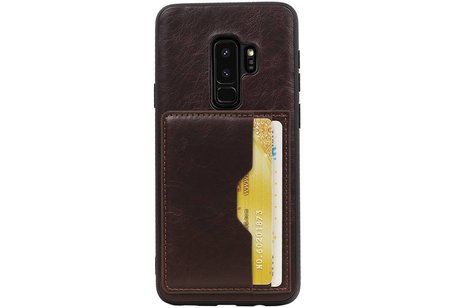 BAOHU Staand Back Cover met 1 Pasjeshouder Hoesje Geschikt voor Samsung Galaxy S9 Plus Mocca