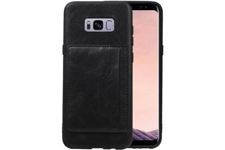 BAOHU Staand Back Cover met 1 Pasjeshouder Hoesje Geschikt voor Samsung Galaxy S8 Plus Zwart