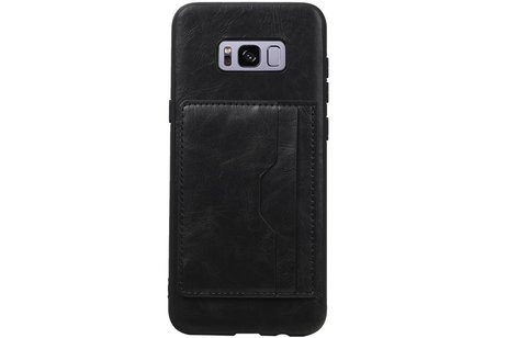 BAOHU Staand Back Cover met 1 Pasjeshouder Hoesje Geschikt voor Samsung Galaxy S8 Plus Zwart