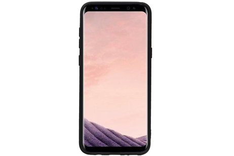 BAOHU Staand Back Cover met 1 Pasjeshouder Hoesje Geschikt voor Samsung Galaxy S8 Plus Zwart