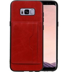 Staand Back Cover 2 Pasjes voor Samsung Galaxy S8 Plus Rood