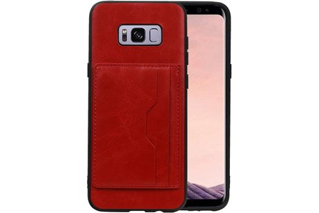 BAOHU Staand Back Cover met 1 Pasjeshouder Hoesje Geschikt voor Samsung Galaxy S8 Plus Rood