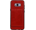 BAOHU Staand Back Cover met 1 Pasjeshouder Hoesje Geschikt voor Samsung Galaxy S8 Plus Rood