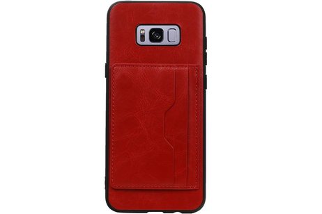 BAOHU Staand Back Cover met 1 Pasjeshouder Hoesje Geschikt voor Samsung Galaxy S8 Plus Rood