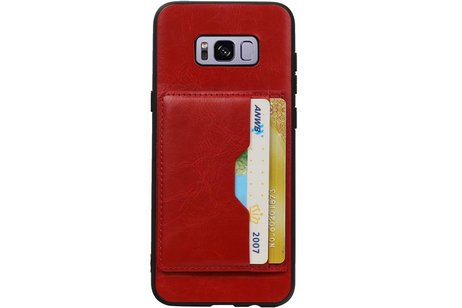 BAOHU Staand Back Cover met 1 Pasjeshouder Hoesje Geschikt voor Samsung Galaxy S8 Plus Rood