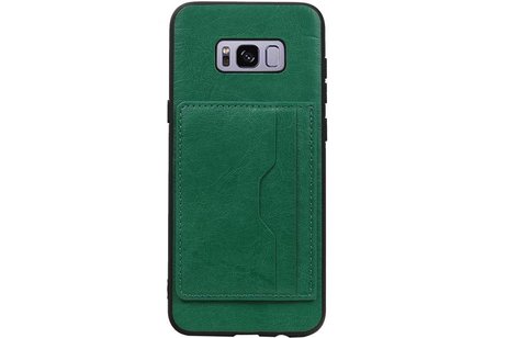 BAOHU Staand Back Cover met 1 Pasjeshouder Hoesje Geschikt voor Samsung Galaxy S8 Plus Groen