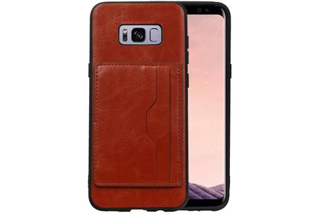 BAOHU Staand Back Cover met 1 Pasjeshouder Hoesje Geschikt voor Samsung Galaxy S8 Plus Bruin