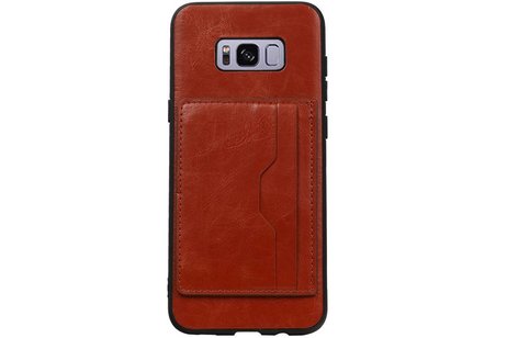 BAOHU Staand Back Cover met 1 Pasjeshouder Hoesje Geschikt voor Samsung Galaxy S8 Plus Bruin
