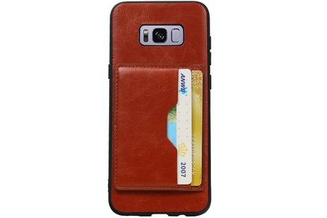 BAOHU Staand Back Cover met 1 Pasjeshouder Hoesje Geschikt voor Samsung Galaxy S8 Plus Bruin