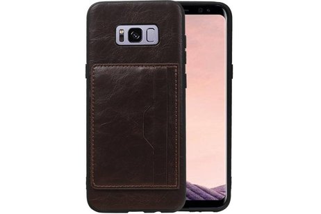 BAOHU Staand Back Cover met 1 Pasjeshouder Hoesje Geschikt voor Samsung Galaxy S8 Plus Mocca