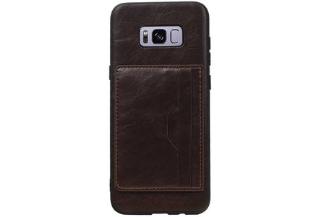BAOHU Staand Back Cover met 1 Pasjeshouder Hoesje Geschikt voor Samsung Galaxy S8 Plus Mocca