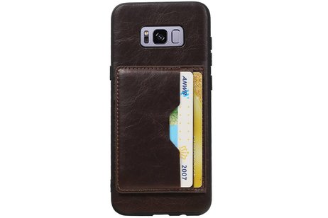 BAOHU Staand Back Cover met 1 Pasjeshouder Hoesje Geschikt voor Samsung Galaxy S8 Plus Mocca