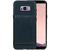 BAOHU Staand Back Cover met 1 Pasjeshouder Hoesje Geschikt voor Samsung Galaxy S8 Plus Navy