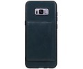 BAOHU Staand Back Cover met 1 Pasjeshouder Hoesje Geschikt voor Samsung Galaxy S8 Plus Navy