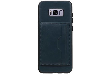 BAOHU Staand Back Cover met 1 Pasjeshouder Hoesje Geschikt voor Samsung Galaxy S8 Plus Navy