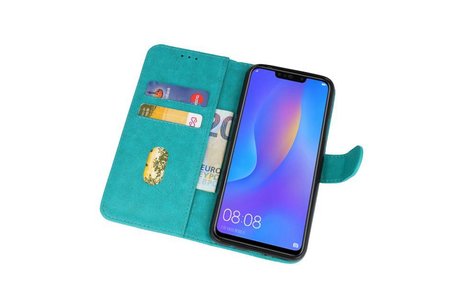 BAOHU Hoesje Geschikt voor de Huawei P Smart Plus - Kaarthouder Book Case Telefoonhoesje - Groen