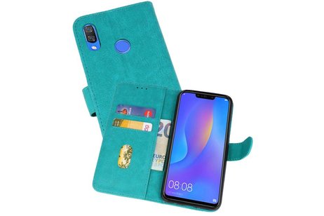 Huawei P Smart Plus Hoesje Kaarthouder Book Case Telefoonhoesje Groen