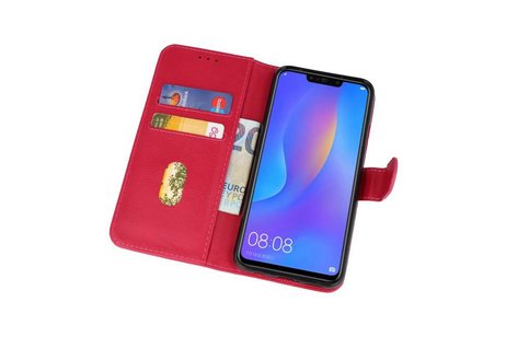 Hoesje Geschikt voor de Huawei P Smart Plus - Kaarthouder Book Case Telefoonhoesje - Roze