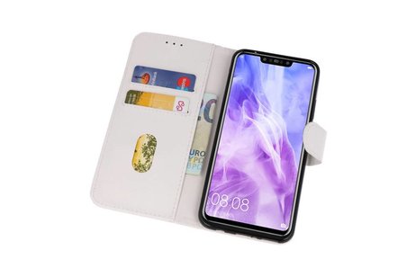 Hoesje Geschikt voor de Huawei Nova 3 - Kaarthouder Book Case Telefoonhoesje - Wit