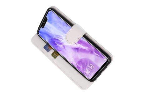 BAOHU Hoesje Geschikt voor de Huawei Nova 3 - Kaarthouder Book Case Telefoonhoesje - Wit