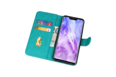 Hoesje Geschikt voor de Huawei Nova 3 - Kaarthouder Book Case Telefoonhoesje - Groen