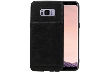 BAOHU Staand Back Cover met 1 Pasjeshouder Hoesje Geschikt voor Samsung Galaxy S8 Zwart
