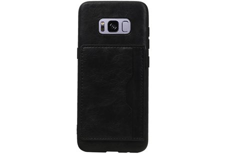 BAOHU Staand Back Cover met 1 Pasjeshouder Hoesje Geschikt voor Samsung Galaxy S8 Zwart