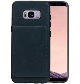 Staand Back Cover 1 Pasjes voor Samsung Galaxy S8 Navy