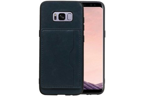 Staand Back Cover 1 Pasjes voor Galaxy S8 Navy