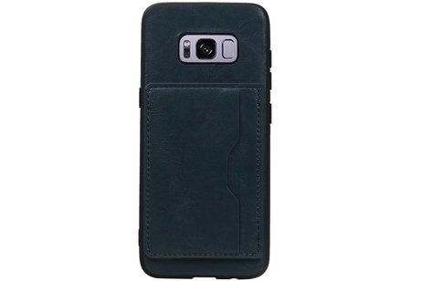 Staand Back Cover 1 Pasjes voor Galaxy S8 Navy