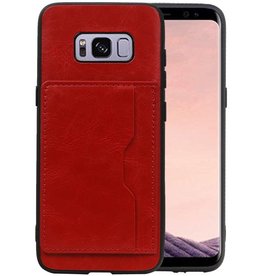 Staand Back Cover 1 Pasjes Galaxy S8 Rood