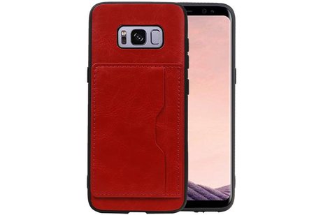 Staand Back Cover 1 Pasjes voor Galaxy S8 Rood