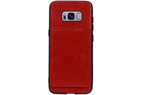 Staand Back Cover 1 Pasjes voor Galaxy S8 Rood