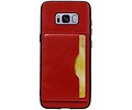 Staand Back Cover 1 Pasjes voor Galaxy S8 Rood