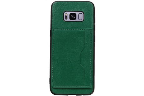 Staand Back Cover 1 Pasjes voor Galaxy S8 Groen