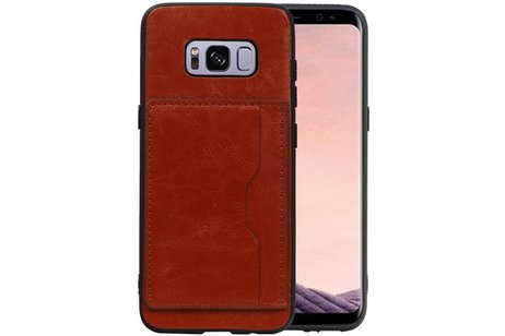 BAOHU Staand Back Cover met 1 Pasjeshouder Hoesje Geschikt voor Samsung Galaxy S8 Bruin