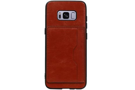 BAOHU Staand Back Cover met 1 Pasjeshouder Hoesje Geschikt voor Samsung Galaxy S8 Bruin