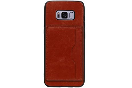 Staand Back Cover 1 Pasjes voor Galaxy S8 Bruin