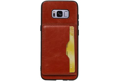 Staand Back Cover 1 Pasjes voor Galaxy S8 Bruin