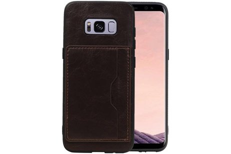 Staand Back Cover 1 Pasjes voor Galaxy S8 Mocca