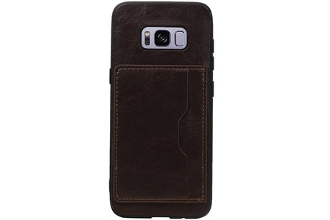 BAOHU Staand Back Cover met 1 Pasjeshouder Hoesje Geschikt voor Samsung Galaxy S8 Mocca