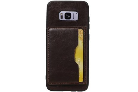 BAOHU Staand Back Cover met 1 Pasjeshouder Hoesje Geschikt voor Samsung Galaxy S8 Mocca