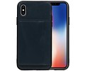 BAOHU Staand Back Cover met 1 Pasjeshouder Hoesje Geschikt voor iPhone X Navy