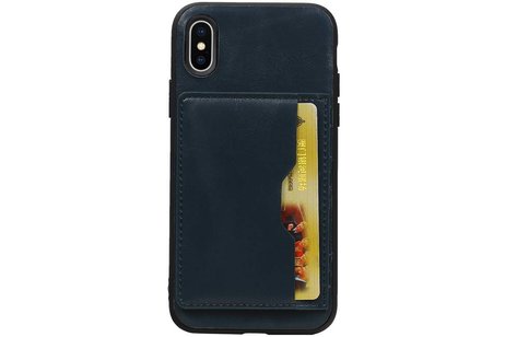 Staand Back Cover 1 Pasjes voor iPhone X Navy