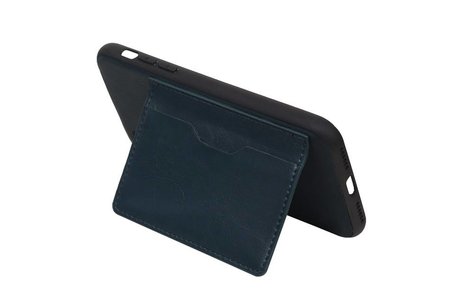 BAOHU Staand Back Cover met 1 Pasjeshouder Hoesje Geschikt voor iPhone X Navy