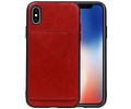 BAOHU Staand Back Cover met 1 Pasjeshouder Hoesje Geschikt voor iPhone X Rood
